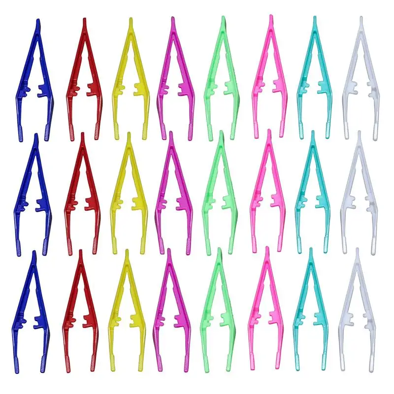 1/10 Pc Can choose color Plastic Tweezers Medical Repair Small Disposable  Tweezers Tools Tweezers Crafts Kids Toys Plastic Clips