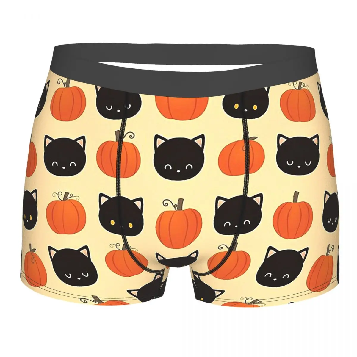 

Halloween Trick-or-treating Cat And Pumpkin Underpants Breathbale Panties Man Underwear Print Shorts Boxer Briefs