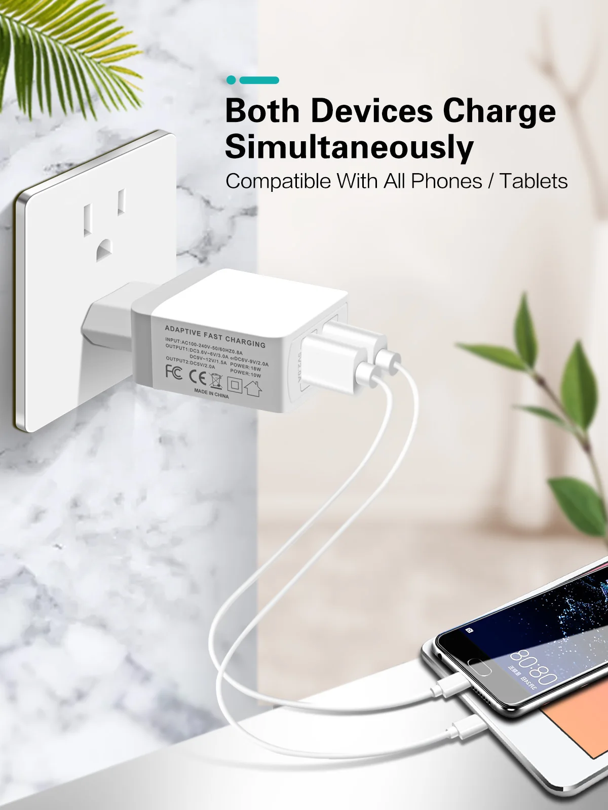 GUUGEI 28 Вт портативное зарядное устройство с двумя USB Quick Charge 3,0 QC3.0 2 порта для путешествий настенное зарядное устройство для мобильного телефона Быстрая зарядка для Android