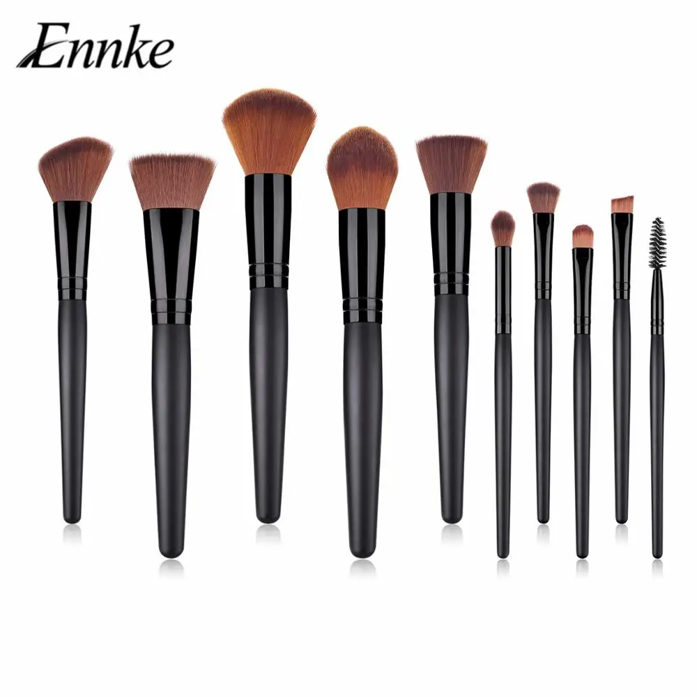 

ENNKE Blusher Makeup Brushes 10 Pcs/Lot Loose Powder Foundation Professional Cosmetic Tools Kit Eyelash Eyebrow Micro Brushes