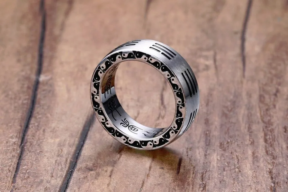Mens Rings Stainless Steel Creative Chinese Style Taoist Tai Chi Bagua Symbol Ring Men Fashion Jewelry  Accessories Anel Aneis Masculinos 16