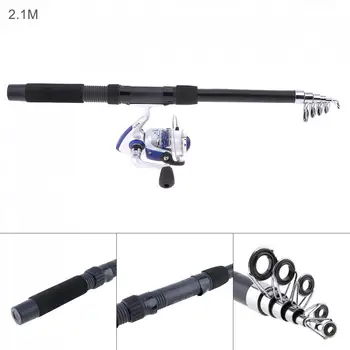 

2.1m Fishing Rod Reel Line Combo Full Kits Spinning Reel Tool Set with Fishing Bag Soft Lures Fishing Float Hook Swivel Etc