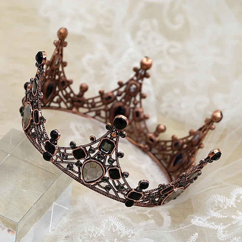 novo quente mulheres barroco strass preto noiva coroas de casamento acessórios para cabelo nupcial brilho charme baile de formatura rainha coroas