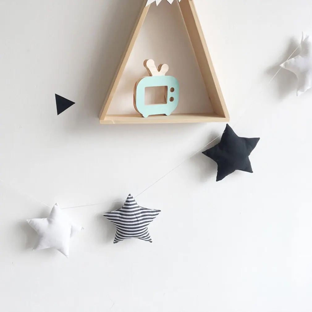 Скандинавские звезды и лунные гирлянды украшения детская комната кроватка палатка кровать с украшением 5 звезд веревка
