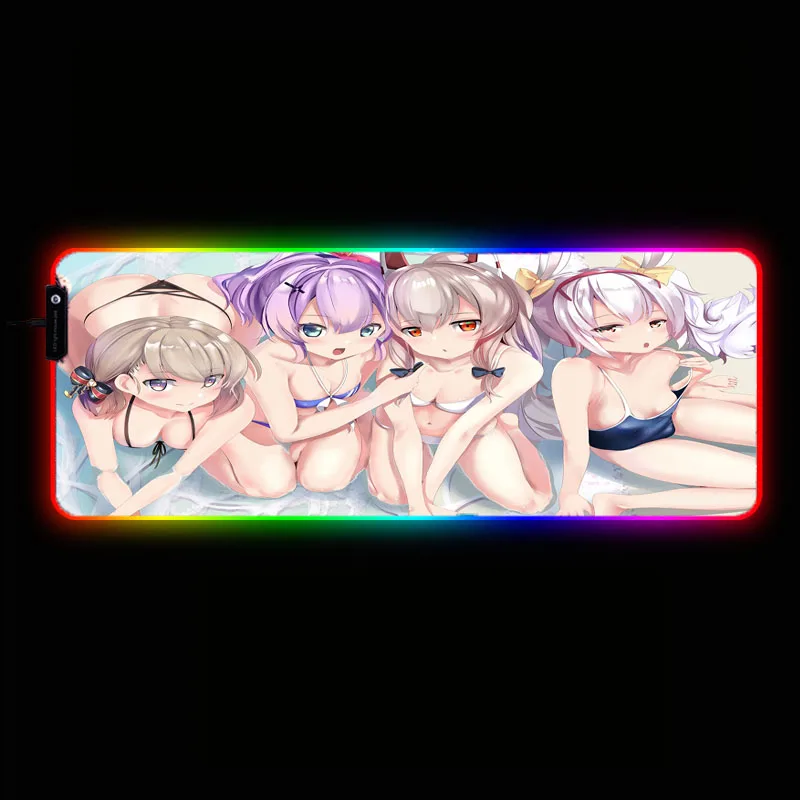 Большой игровой коврик для мыши Mairuige с аниме сексуальной девушкой RGB