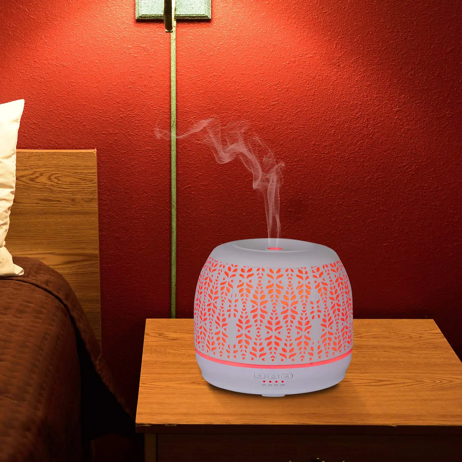 500ml Aromatherapy Essential Oil Diffuser White Iron Handmade Ultrasonic Air Humidifier 7 Color Light Change For Home SPA