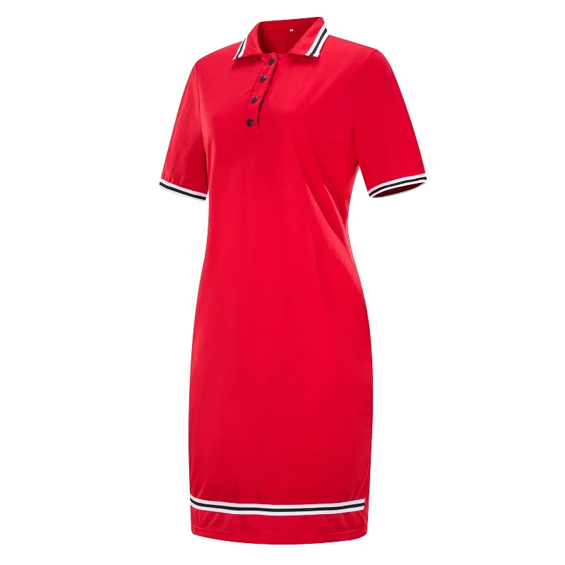 6XL Woman T Shirt Polo Dress Oversize Short Sleeve Button Front Summer Patchwork Casual Polo tshirt Vestidos Red Big Size 2021