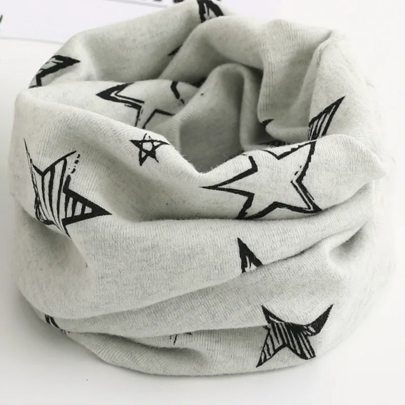 star grey Autumn Winter Baby Scarf Warm Knitted Cotton Children Scarf Girls Scarf Toddler Scarf Neckerchief Kids Boy Neck Ring Collar - Цвет: star grey