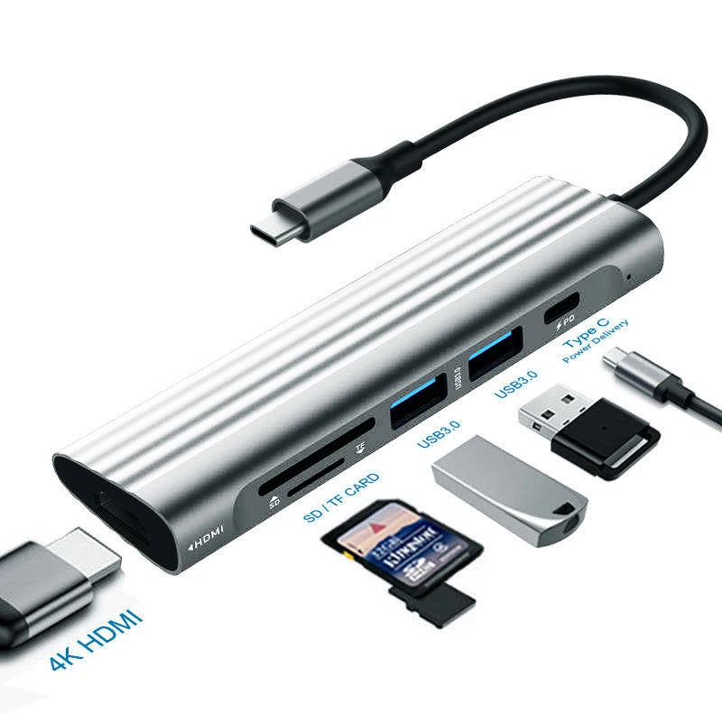 

USB C Hub Multiport Adapter Portable Aluminum Alloy with HDMI Output USB Port Compatible for More Type C Devices NC99