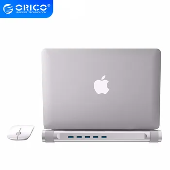 

ORICO 4-port USB 3.0 HUB, Laptop Stand ABS USB 3.0 HUB Super Speed transmission 5 Gbps for Mac Laptop Mini Hub-Sliver( M4U3)
