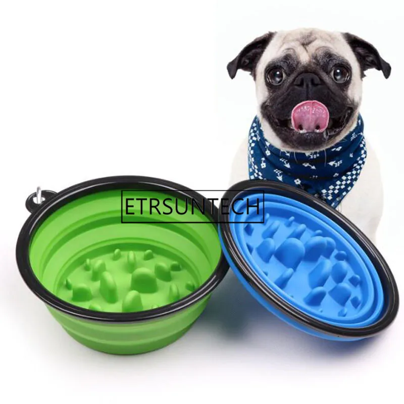 

50pcs Collapsible Pet Dog Cat Feeding Bowl Slow Food Bowl Water Dish Feeder Silicone Foldable Choke Bowls For Outdoor Travel