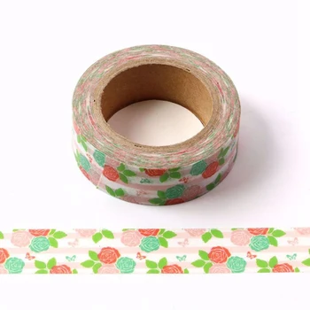 

10pcs/Lot Decorative Cute Green Pink and Red Rose Washi Tapes DIY Scrapbooking Stickers Adhesive Masking Tape Kawaii Papeleria