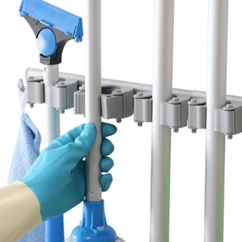 

Silver Storage Clip Multifunctional Mop Broom Holder Wall mounted Tool Rack