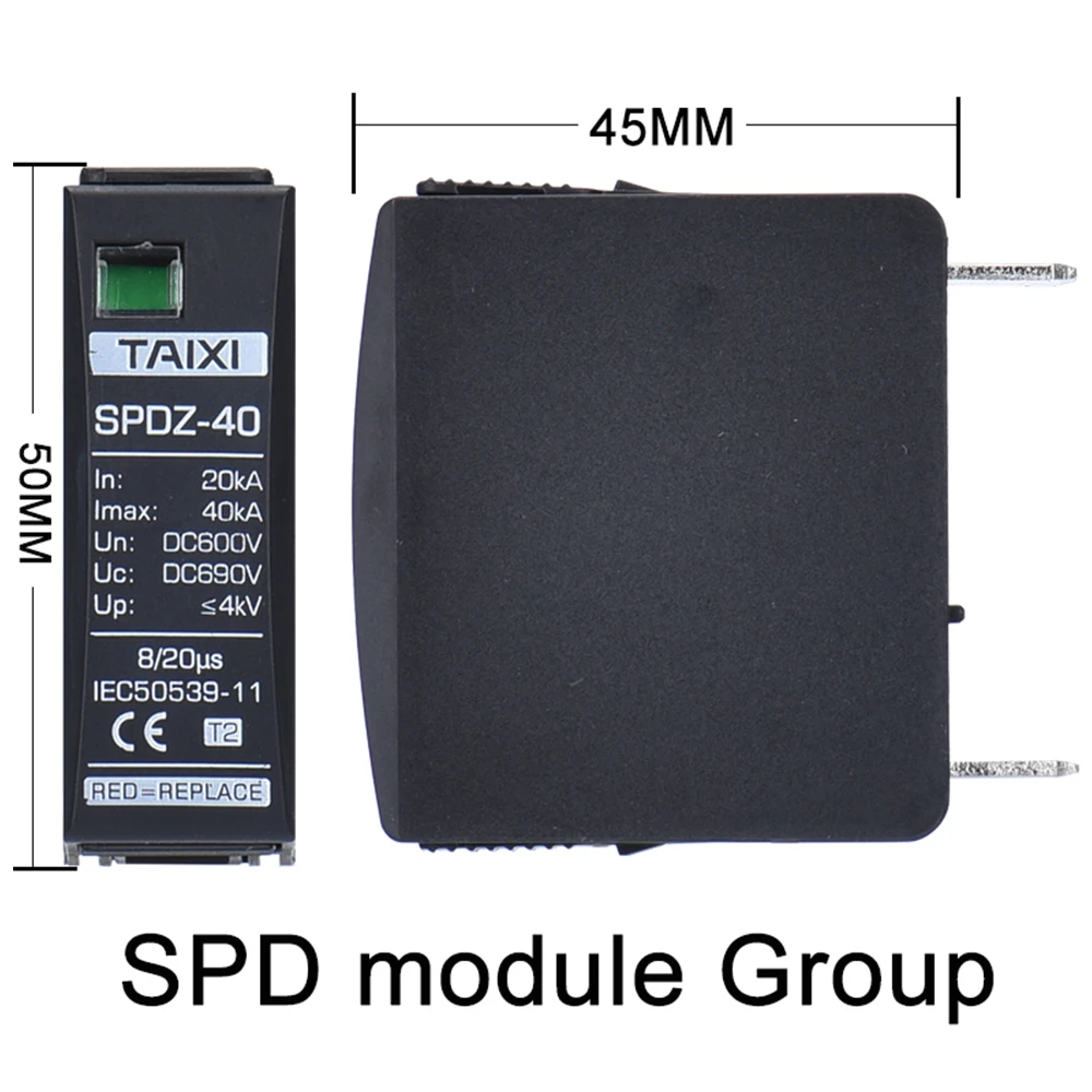 Ac220V Spd 2P/3P Dc 500V 1000V 20Ka ~ 40Ka Modulo Di Protezione Da Sovratensione Gruppo Protezione Contro I Fulmini Adattarsi A Taixi Spd
