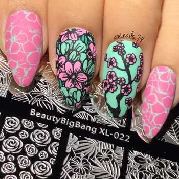 

BeautyBigBang Rectangle Nail Stamping Plates Autumn Theme Nail Art Stamp Template Image Plate Stencils Manicure Nail Craft