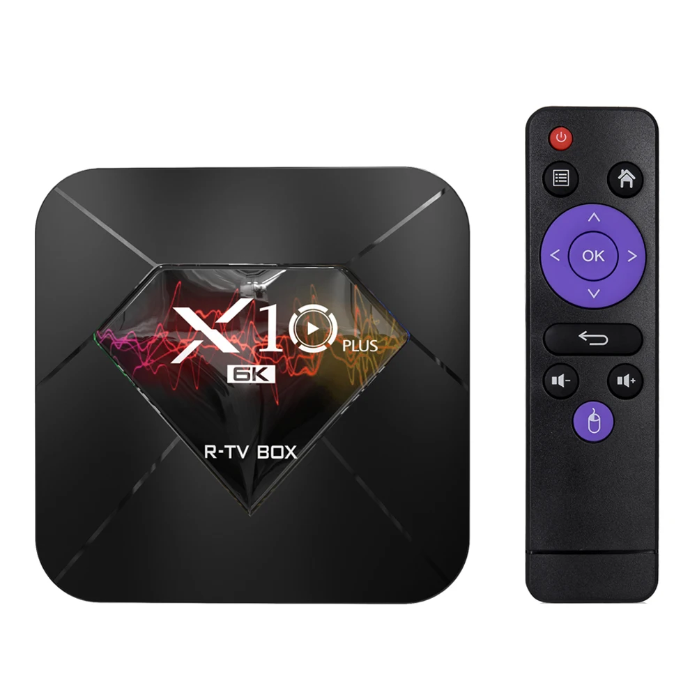 R-TV caja X10 PLUS Android 9,0 TV BOX Allwinner H6 UHD 4K reproductor de medios 6K 4GB / 64GB 2,4G WiFi 100M LAN USB3.0 H.265 VP9 TV Box