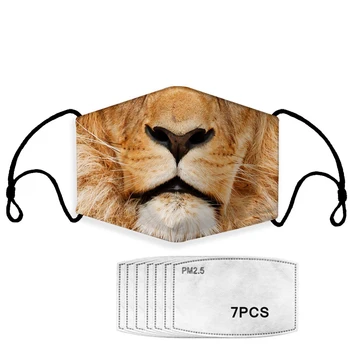 

3D Tiger Print Mask with 7 Filters Unisex Fashion Face Mask mascarilla Dustproof Reusable Face Mouth Masks for Men Women Kids
