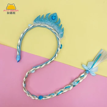 

Baby Crown Wig Silver Twisted Braid Girls Cosplay Photography Props for Kids Princess Crystal Diamond Headwear Dress Up Headhoop