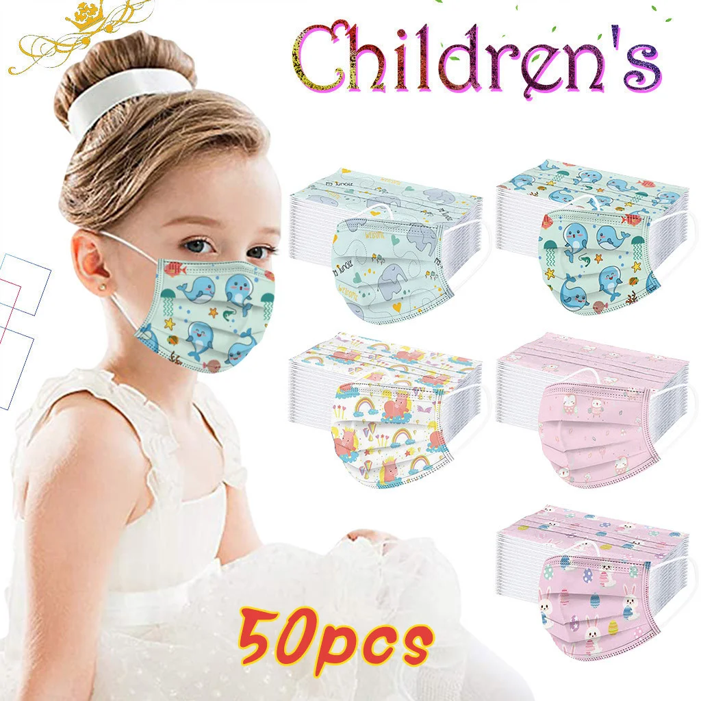 Mascarilla desechable de 3 capas con filtro para niños, máscara higiénica para la boca, 20/50/100 uds.