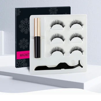 

Magnetic Eyeliner & 3 Piars 5 Magnets 3D Magnetic Eyelashes & Tweezer Makeup Kit Natural Long False Eyelash Handmake Eye Lashes