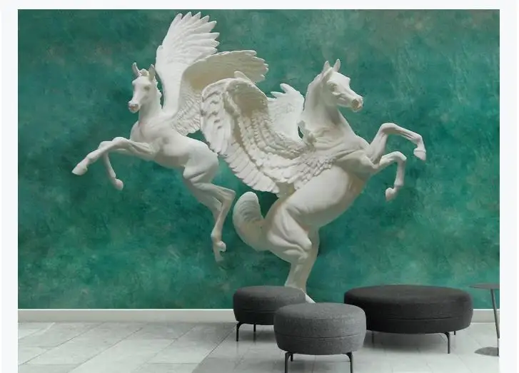 Custom Photo Wallpaper Embossed three-dimensional Living Room Bedroom Horse art Wall Mural | Обустройство дома