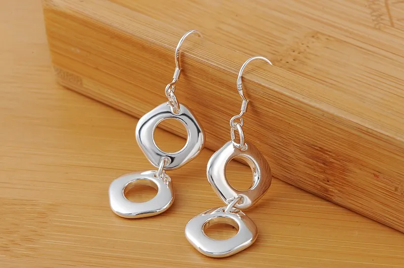 classic square geometric pendant 45cm necklace bracelet Drop Earrings - Image 4