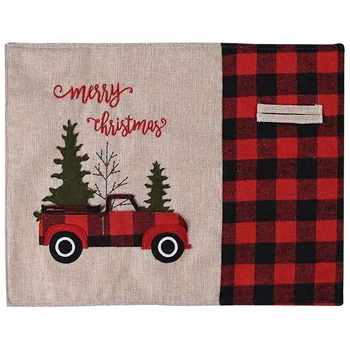 

Red Lattice Car Placemat,Non-Slip Washable Placema, Used for Christmas Holiday Dining, Modern Art in Kitchen Decoration