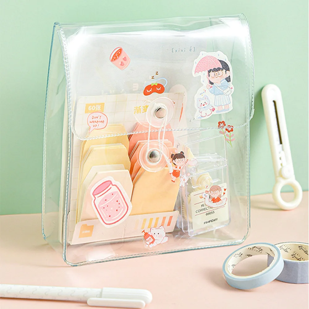 

Transparent Winding Line File Bag PVC Waterproof Oil ProofLarge Capacity Cosmetic Storage Bag Student Pencil Pouch Stationery