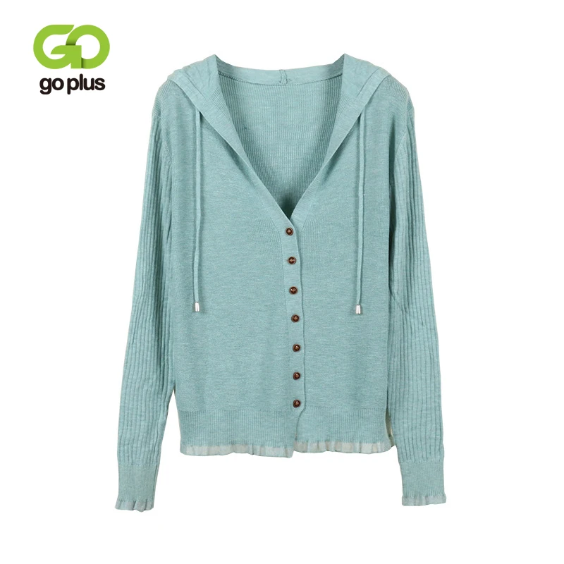 

GOPLUS Winter Cardigan for Women 2020 Casual Solid Black Knitted V-neck with Hodded Sweaters Womans Clothing Jersey Mujer