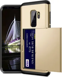 Premium Wallet Case with Card Holder and ID Slot - Sleek Protective Cover with Bumper Guard - Galaxy S9 (Gold)