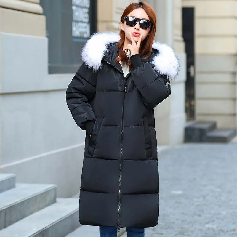 Achat Veste nouvelle offre spéciale longue pour hiver femmes 2019 grand col coton rembourré chaud épaissir grande taille 7xl manteau vêtement d extérieur parka femme
