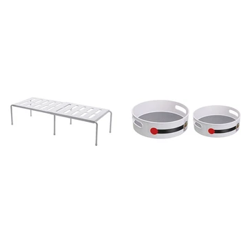 

1 Set Organizer Save Space Seasoning Rack Layered Shoe Rack White & 2Pcs Cosmetics Storage Tray Rotating Storage Rack