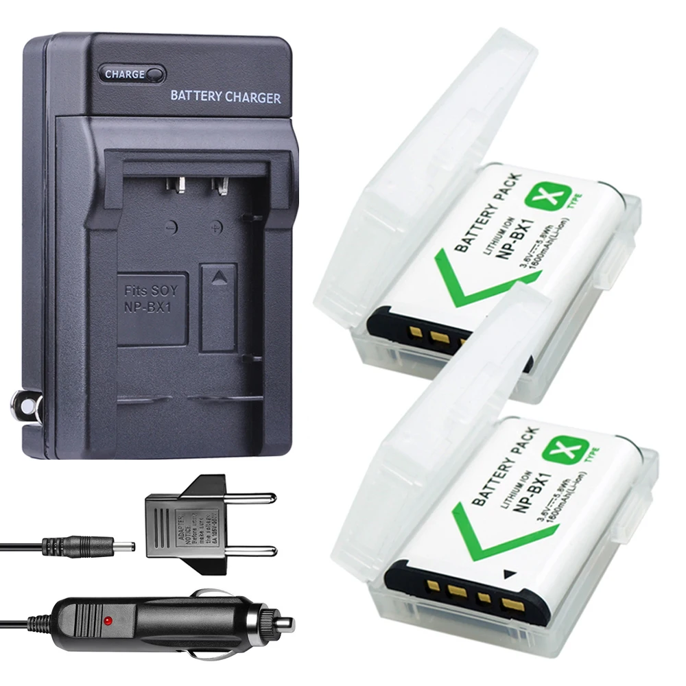 

2Pcs NP-BX1 battery NPBX1 NP BX1 + Camera car Charger for Sony DSC RX1 RX100 AS100V M3 M2 HX300 HX400 HX50 HX60 GWP88 AS15 WX350