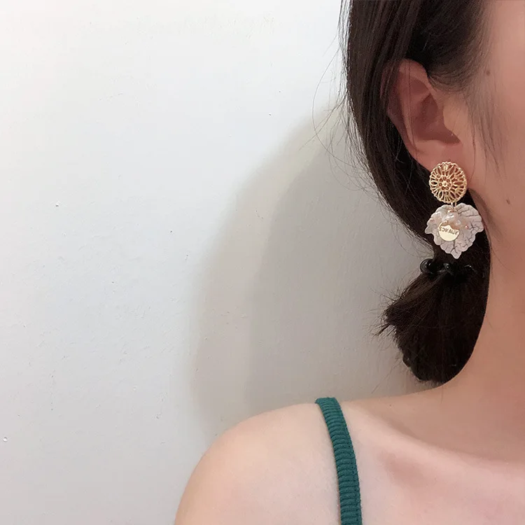 S925 Серебряные модные Висячие серьги для женщин белый сладкий корпус металла Pendientes девушка жемчужное ухо цветок Свадебные украшения подарки