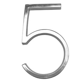 

5 in Floating House Number #5 Letter A B C Name Plate Door Alphabet Letters Dash Slash Sign 5 Inch.Zinc Alloy Satin Nickel
