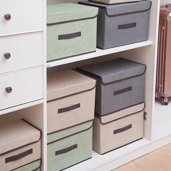 

Household Storage Box 2 Size Non-woven Fabric Dormitory Wardrobe Clothes Sundries Socks Toys Snacks Foldable Organizer Container