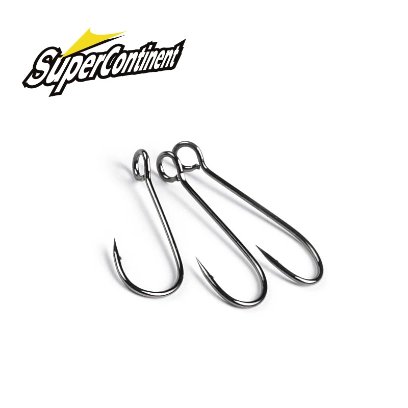 Supercontinent Barb Hook Fishing hook big ring Carbon Steel Single Hooks tackle Worm Hooks With big eyes Ring 20pcs