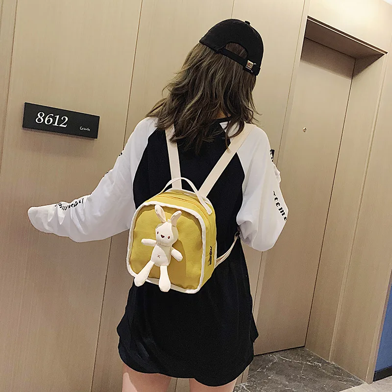 

Small Backpack For Women Canvas Bags 2020 New Casual Tote Bags Girls Cartoon Rabbit Lovely Women Backpack Mochila Feminina Bags