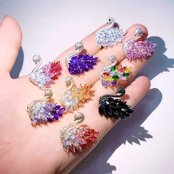 

Elegant Pink Swan Pin, Women's Wedding Colorful Crystal Swan Pin, Coat Cardigan Shawl Buckle Temperament Pin Jewelry