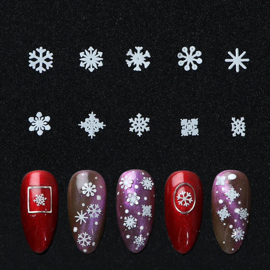 1 коробка, белый металл, Рождественский Снежный хлопья, сделай сам, дизайн ногтей, блестящие украшения, зимние подвески, Пыль для типсов, аксессуары для маникюра, LE1035