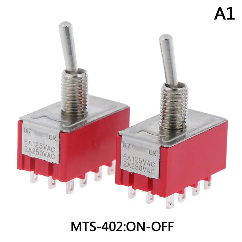 2 шт. красный 6A/125VAC 2A/250VAC 12 штепселный 4PDT Вкл/на Позиции мини MTS-402 тумблер |