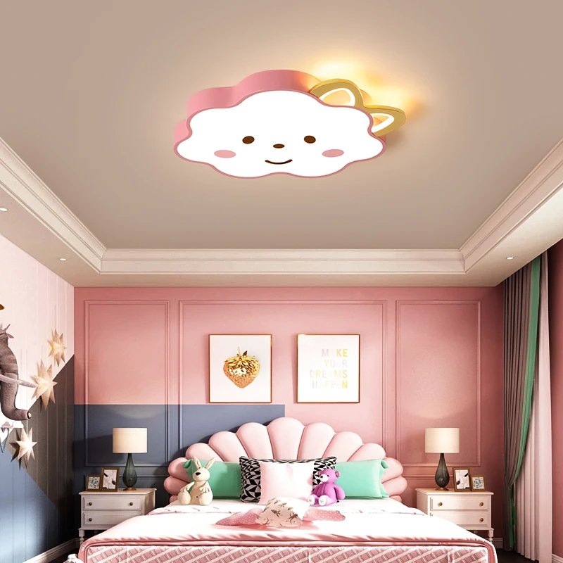 Ceiling Lights for living room Bedroom lamparas de techo colgante moderna Cartoon Cute pink white led ceiling lamp for baby girl