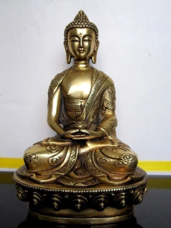 Тибетский Buddhis Амитабха Бронзовая статуя Будды