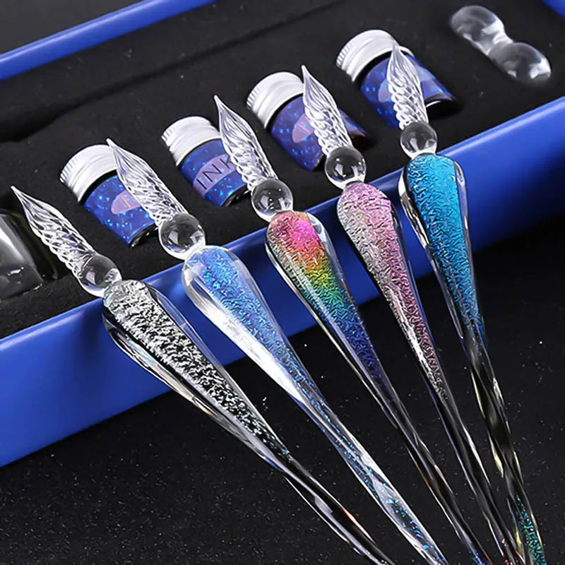 

2019 New Star Glass Pen Creative Crystal Pen Gift Stationery Glass Pen Set Pencil Case