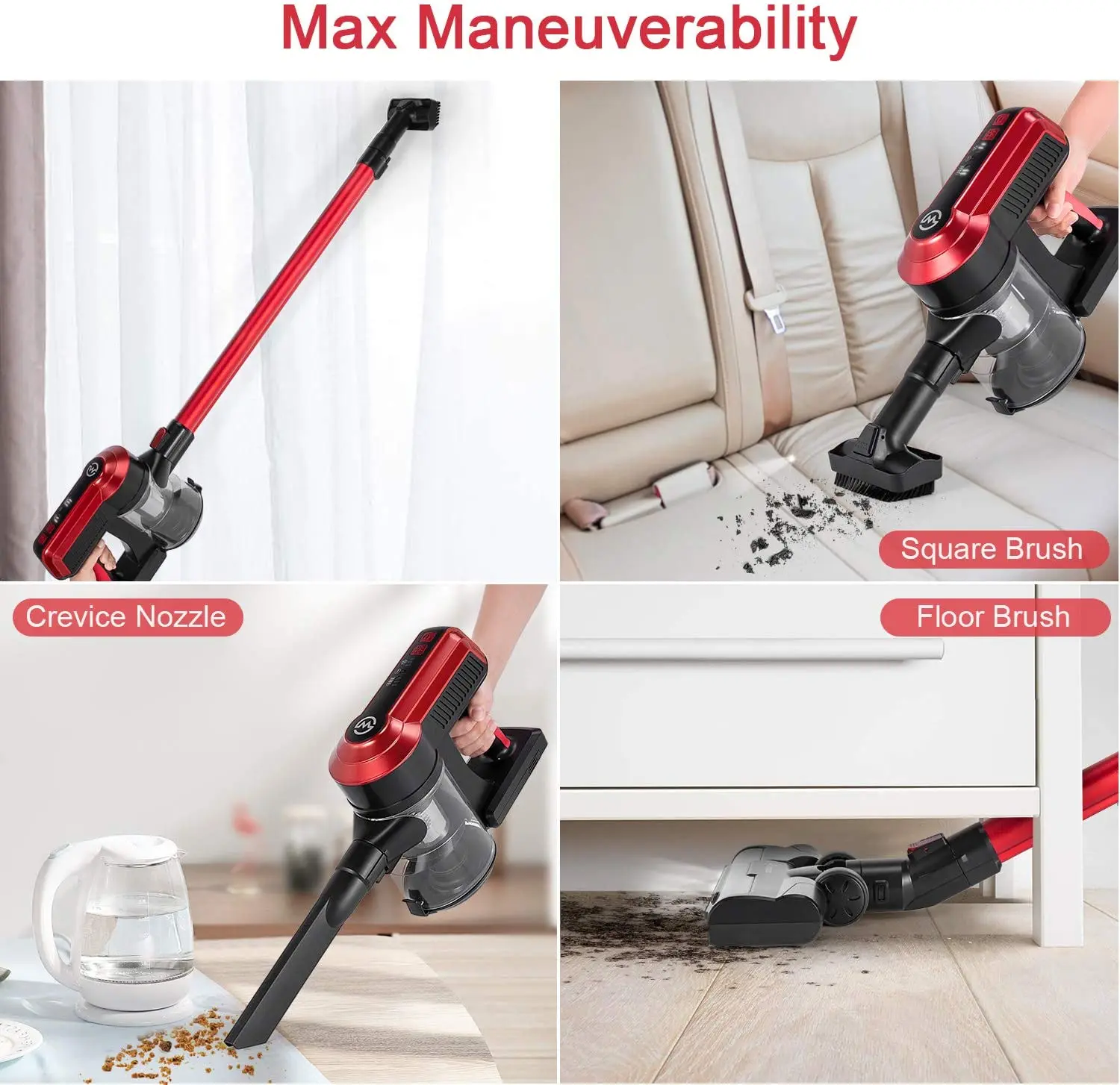 MOOSOO Cordless Vacuum 300W Powerful 