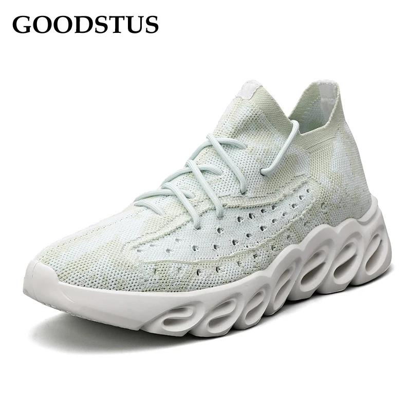 

GOODSTUS Men Mesh Sneaker Breathable Thick Bottom Comfortable Height Increase Lace-Up High Quality Male Running Clunky Sneaker