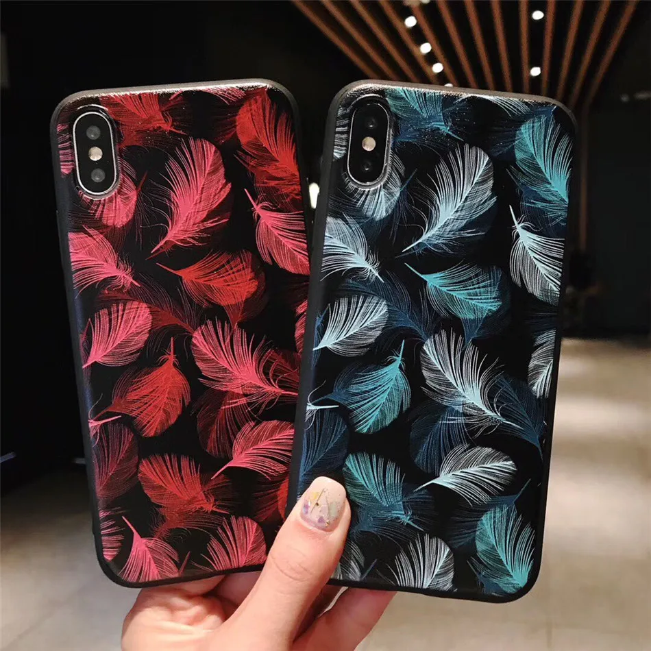 IPWSOO Рельефный цветок лист чехол для телефона для iPhone 11 Pro Max X XS Max XR перо чехол для iPhone 6 6s 7 8 Plus мягкая ТПУ задняя крышка