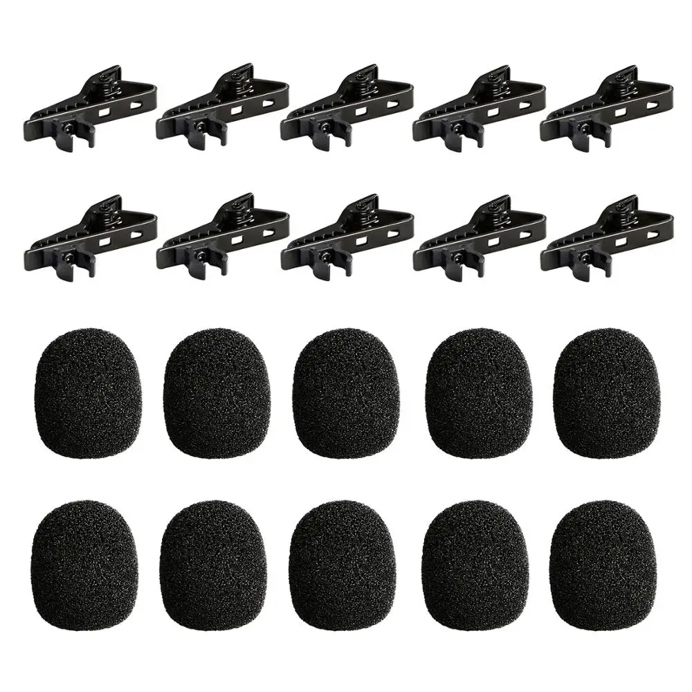 gaming microphone 10 pcs Mic Clip and Foam Windscreen of Lavalier microphone Compatible with BY-M1/WM8 PRO and More headset with mic Microphones