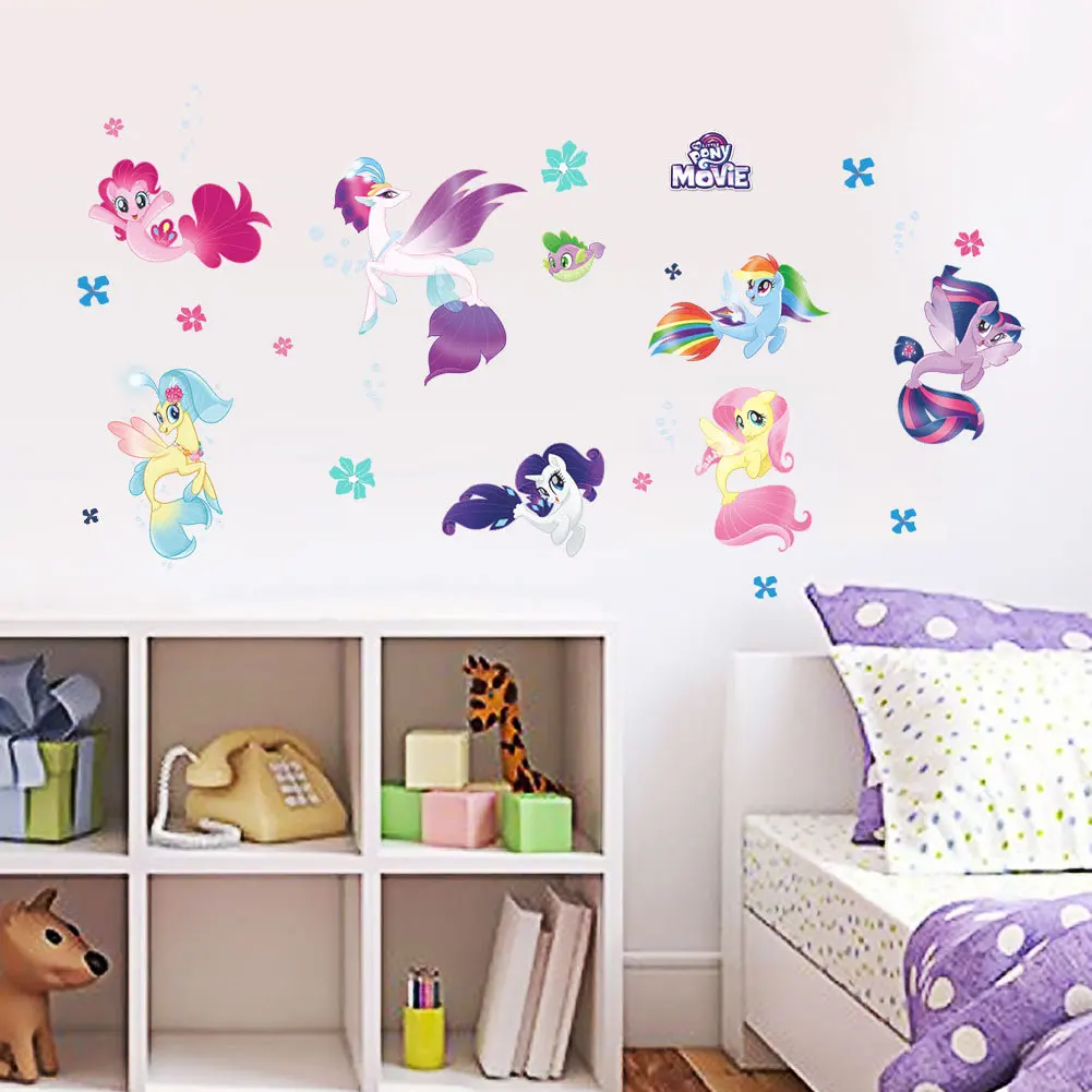 Милые единороги наклейки на стену для дома Настенная Наклейка для детской комнаты Фреска Искусство 3d Постеры фильма мультфильм мой маленький пони настенные наклейки - Цвет: 5