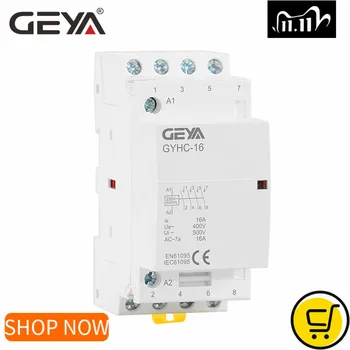 

GEYA GYHC 4P 16A 20A 25A 4NO OR 2NO2NC 220V/230V 50/60HZ Din rail Household AC Modular Contactor